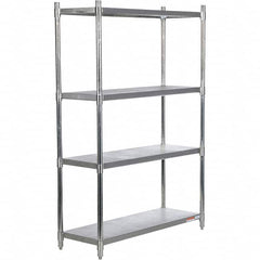 Vestil - 4 Shelf Steel Shelving - 600 Lb Capacity, 18" Wide x 74" High x 48" Deep, Stainless Steel - Americas Industrial Supply