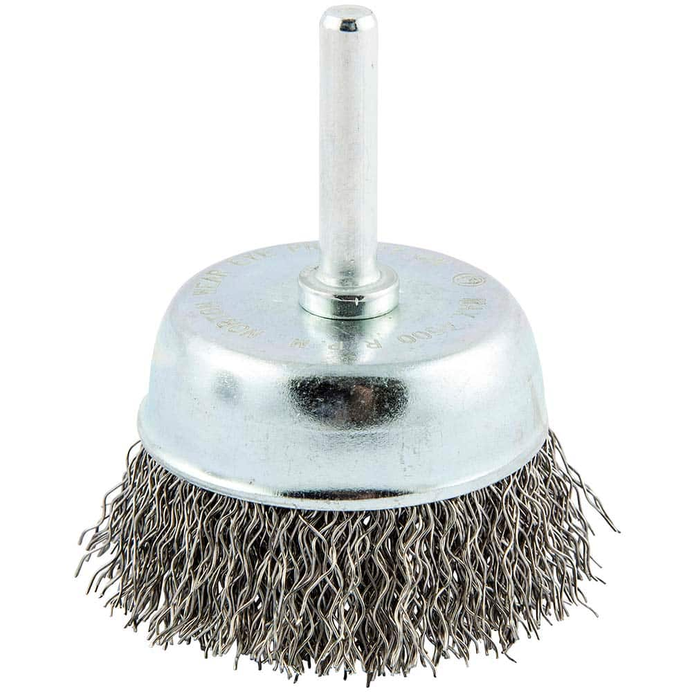 Norton - 2" Diam 1/4" Shank Carbon Steel Fill Cup Brush - Americas Industrial Supply