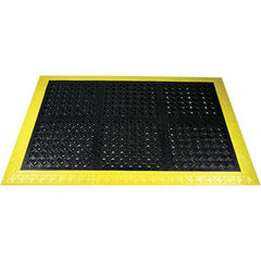 Clean Room Matting; Surface Material: Vinyl; Mat Type: Sanitizing; Length (Feet): 5 in; Length (Inch): 5; 5 in; Width (Feet): 3.00; 3.0 ft; Thickness (Inch): 1; Dry/Wet Environment: Dry; Layers per Mat: 1; Thickness: 1 in; Color: Black (Yellow Borders); B