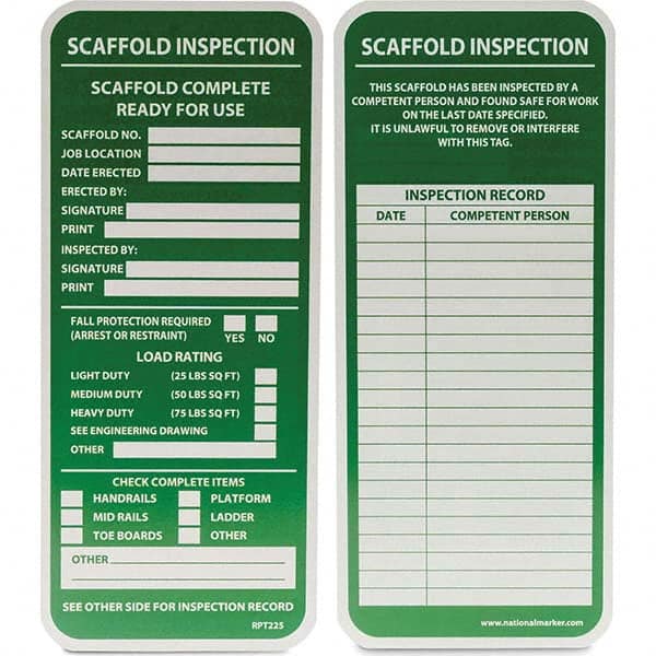 NMC - Safety & Facility Tags Message Type: Accident Prevention Tag Header: SCAFFOLD INSPECTION - Americas Industrial Supply