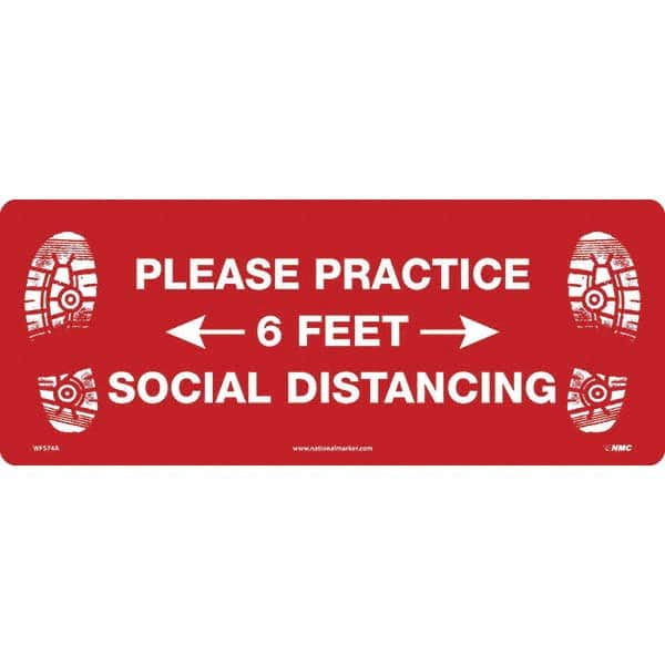 NMC - "Please Practice Social Distancing" Adhesive-Backed Floor Sign - Americas Industrial Supply