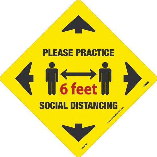 NMC - "Please Practice Social Distancing" Adhesive-Backed Floor Sign - Americas Industrial Supply