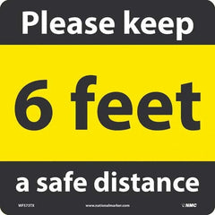 NMC - "Please Keep a Safe Distance - 6 Feet" Adhesive-Backed Floor Sign - Americas Industrial Supply