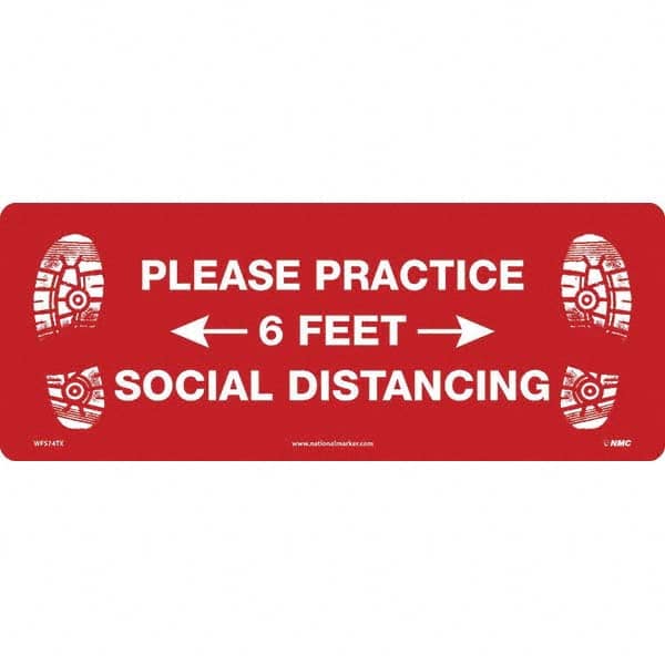 NMC - "Please Practice Social Distancing" Adhesive-Backed Floor Sign - Americas Industrial Supply