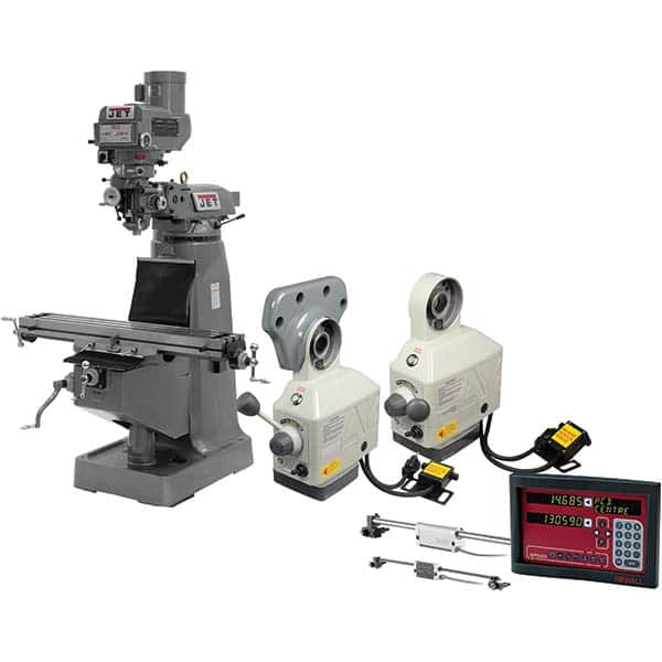 Jet - Knee Milling Machines Spindle Speed Control: Variable Speed Pulley Table Length (Inch): 49 - Americas Industrial Supply