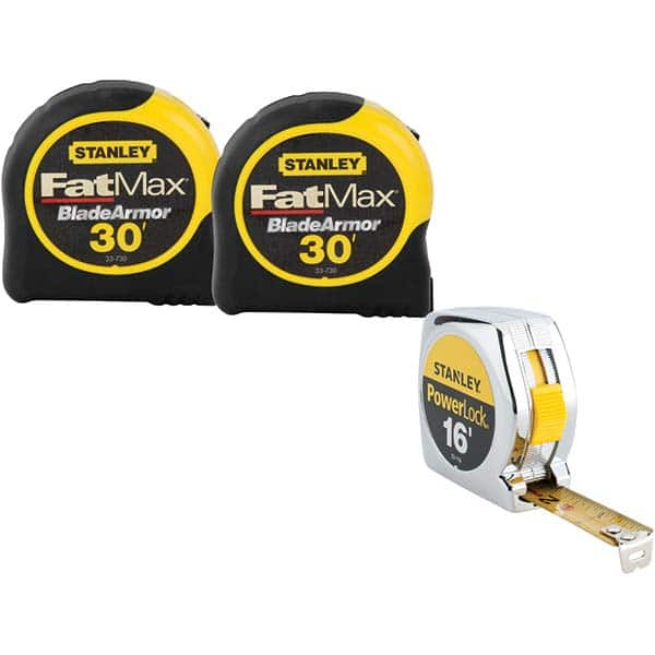 Stanley - Tape Measures Length (Feet): 30.000 Width (Inch): 1-1/4 - Americas Industrial Supply