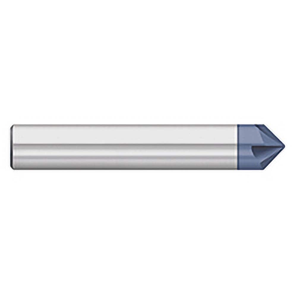 Titan USA - Chamfer Mills; Cutter Head Diameter (Inch): 3/16 ; Included Angle B: 49 ; Included Angle A: 82 ; Chamfer Mill Material: Solid Carbide ; Chamfer Mill Finish/Coating: AlTiN ; Overall Length (Inch): 2-1/2 - Exact Industrial Supply