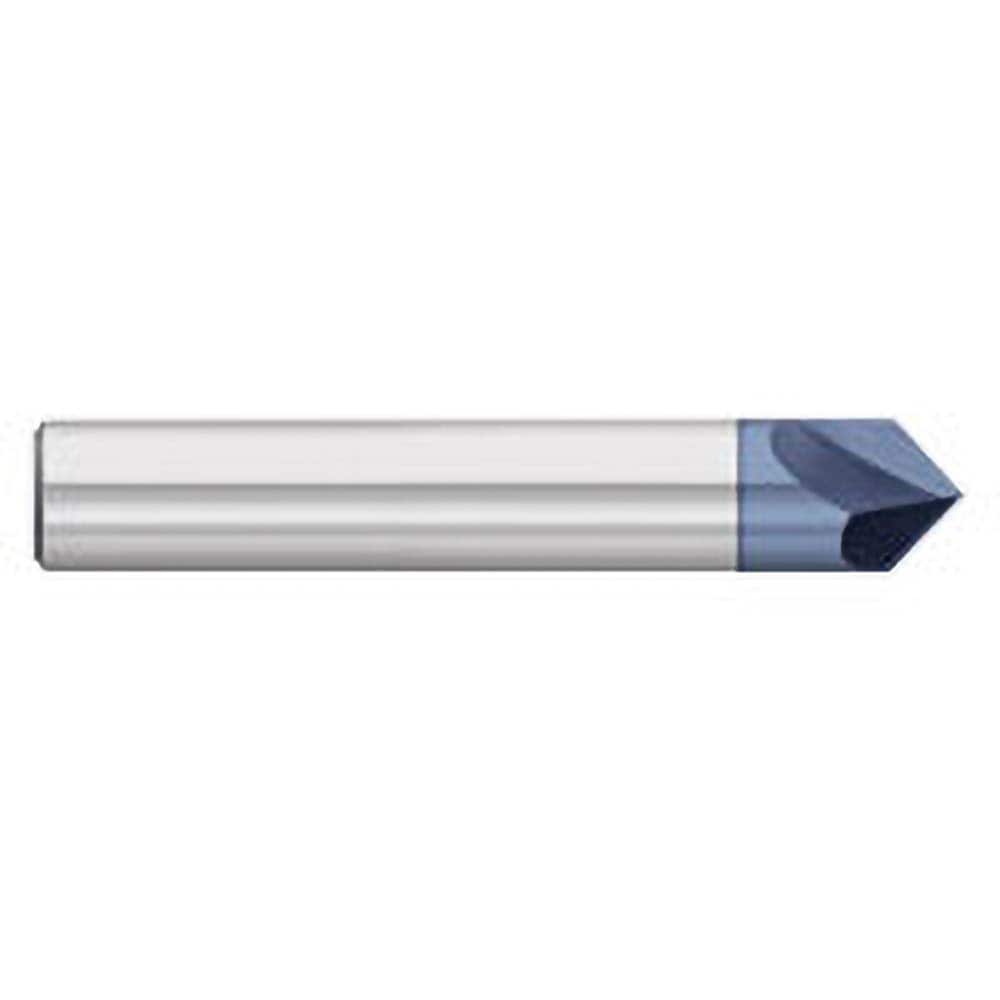 Titan USA - Chamfer Mills; Cutter Head Diameter (Inch): 3/8 ; Included Angle B: 60 ; Included Angle A: 60 ; Chamfer Mill Material: Solid Carbide ; Chamfer Mill Finish/Coating: AlTiN ; Overall Length (Inch): 2-1/2 - Exact Industrial Supply