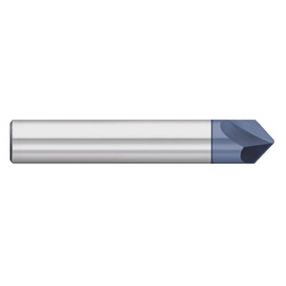 Titan USA - Chamfer Mills; Cutter Head Diameter (Inch): 3/8 ; Included Angle B: 45 ; Included Angle A: 90 ; Chamfer Mill Material: Solid Carbide ; Chamfer Mill Finish/Coating: AlTiN ; Overall Length (Inch): 2-1/2 - Exact Industrial Supply