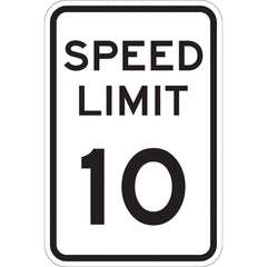 Lyle Signs - Traffic & Parking Signs; MessageType: Speed Limit Signs ; Message or Graphic: Message Only ; Legend: Speed Limit 10 ; Graphic Type: None ; Reflectivity: Reflective; Engineer Grade ; Material: Aluminum - Exact Industrial Supply