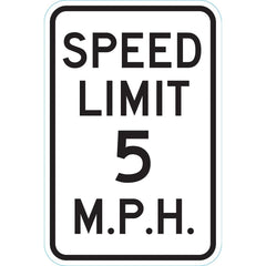 Lyle Signs - Traffic & Parking Signs; MessageType: Speed Limit Signs ; Message or Graphic: Message Only ; Legend: SPEED LIMIT 5 M.P.H. ; Graphic Type: None ; Reflectivity: Reflective; High Intensity ; Material: Aluminum - Exact Industrial Supply