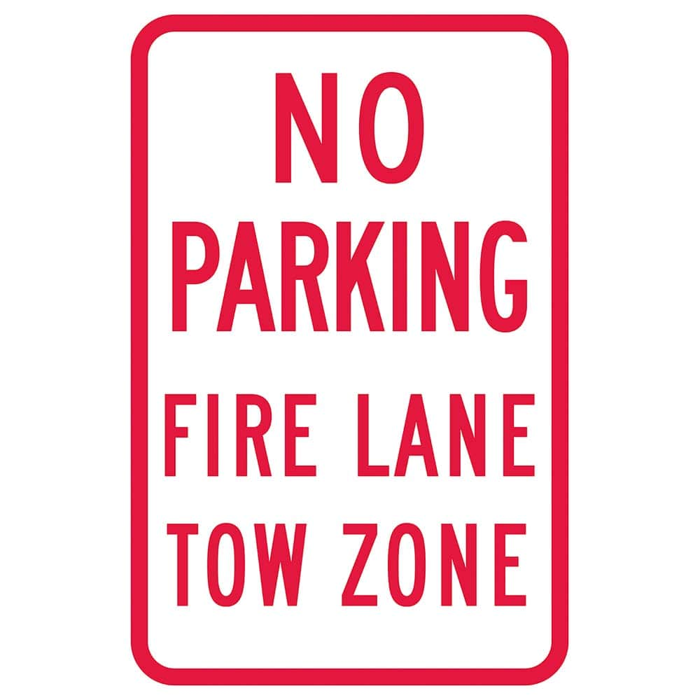 Lyle Signs - Traffic & Parking Signs; MessageType: No Parking & Tow Away Signs ; Message or Graphic: Message Only ; Legend: Fire Lane No Parking Tow Zone ; Graphic Type: None ; Reflectivity: Reflective; High Intensity ; Material: Aluminum - Exact Industrial Supply