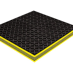 Anti-Fatigue Mat: 9' Length, 3/4″ Thick, Nitrile Blend Molded & Raised Squares, Black, Wet