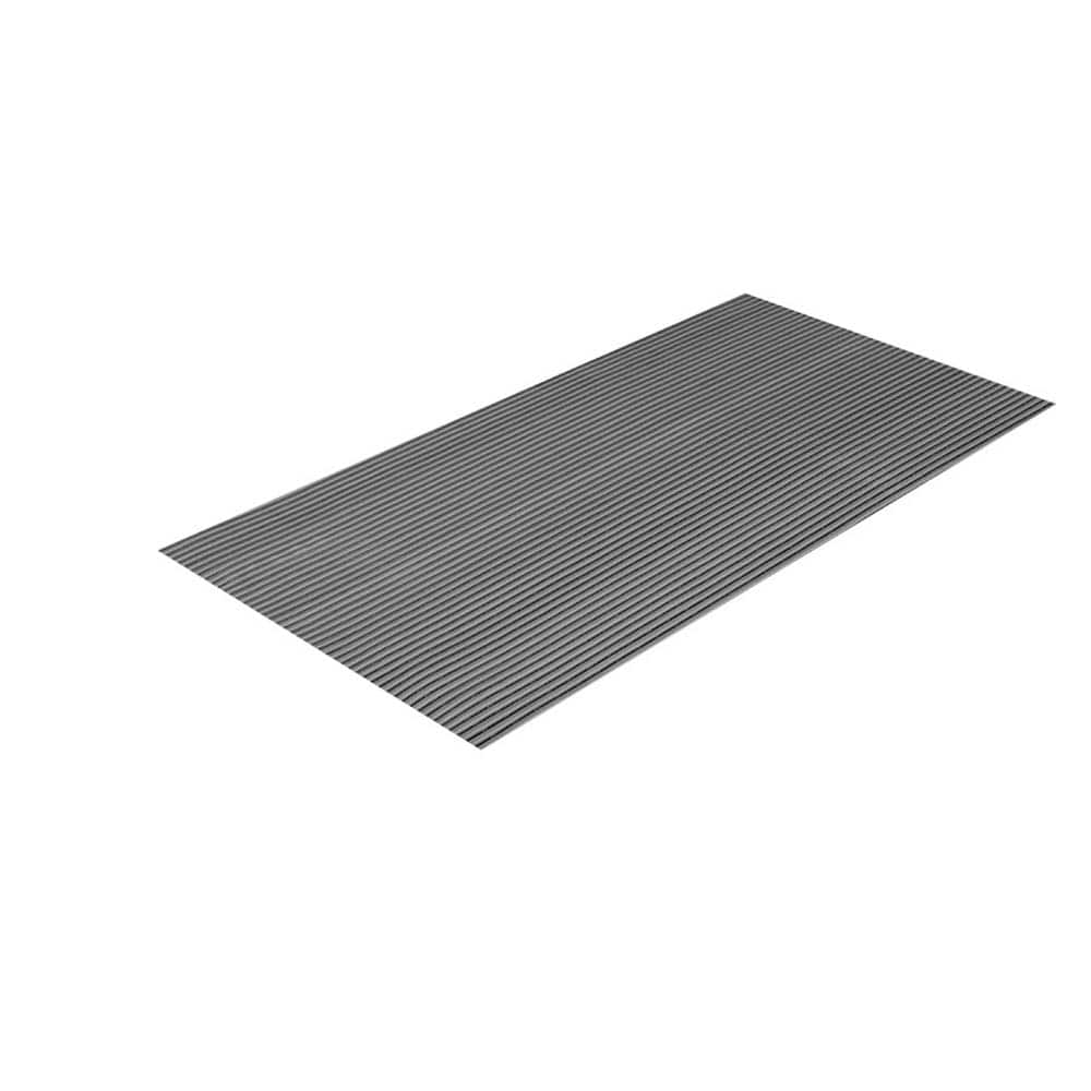 Anti-Fatigue Mat: 40' Length, 3' Wide, 3/8″ Thick, Polyvinylchloride Raised Grid, Charcoal, Wet