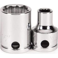 Hand Socket: 3/8″ Drive, 5/8″ Socket, 12-Point 1-1/16″ OAL, Polished Chrome