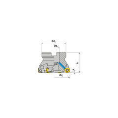 Indexable High-Feed Face Mills; Minimum Cutting Diameter: 2.0000 in; Maximum Cutting Diameter: 2.5000 in; Maximum Depth Of Cut: 0.0790 in; Arbor Hole Diameter (mm): 1.00; Compatible Insert Size Code: XOLX 1204..; Maximum Ramping Angle: 1.1; Series: AHFC-1