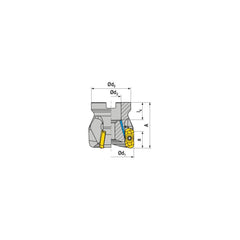 Indexable Square-Shoulder Face Mill:  AHSC.63.R.05-11,  22.0000″ Arbor Hole Dia, Uses  5,  XD..11T3 Inserts,  Through Coolant,  Series  AHSC-11