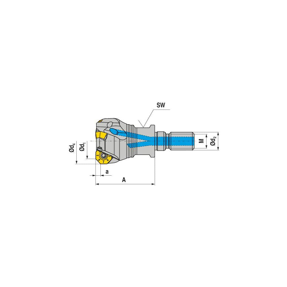 Indexable Chamfer & Angle End Mills; Minimum Cutting Diameter (mm): 25.00; Maximum Cutting Diameter (mm): 30.60; Lead Angle: 43; Maximum Depth of Cut (mm): 3.80; Compatible Insert Size Code: OF.. 0403 / SF.. 0903; Shank Type: Modular Connection; Shank Dia