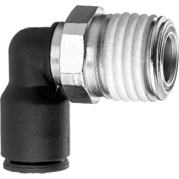 Value Collection - 8mm OD, NPT Male, Nylon Push-to-Connect Male Elbow - 150 Max psi, Black - Americas Industrial Supply
