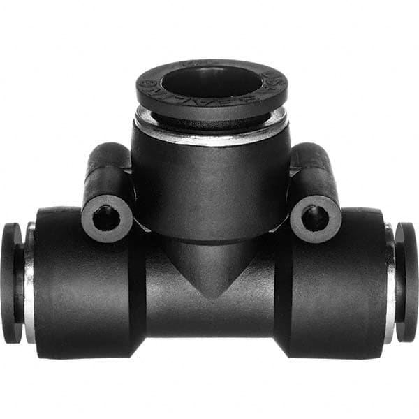Value Collection - 10 x 8mm OD, Nylon Push-to-Connect Tee Reducer - 150 Max psi, Black - Americas Industrial Supply