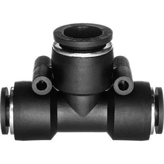 Value Collection - 1/2 x 3/8" OD, Nylon Push-to-Connect Tee Reducer - 150 Max psi, Black - Americas Industrial Supply