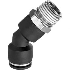 Value Collection - 1/4" OD, NPT Male, Nylon Push-to-Connect Male Elbow 45° - 150 Max psi, Black - Americas Industrial Supply
