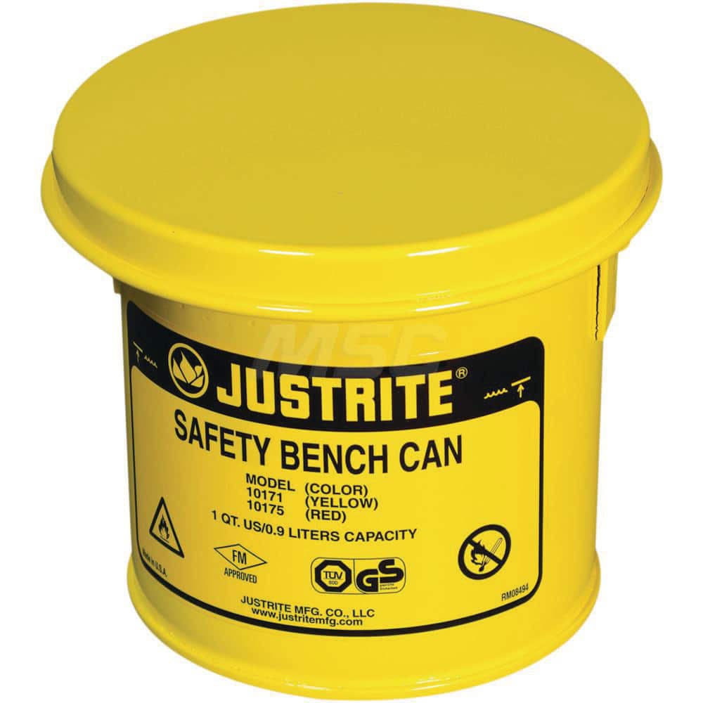 Safety Bench Cans & Dip/Wash Tanks; Type: Bench Can; Capacity (pt.): 0.250; Can Material: Steel; Capacity: 0.250; Capacity (Qt.): 0.250; Color: Yellow; Capacity (Gal.): 0.250