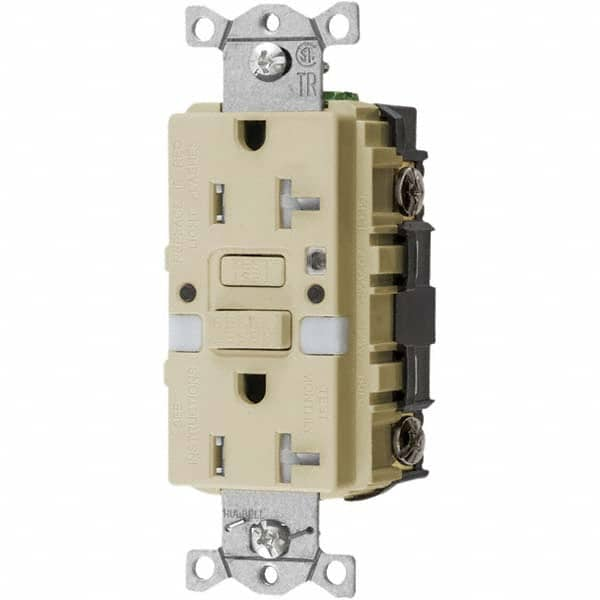 Hubbell Wiring Device-Kellems - GFCI Receptacles Grade: Commercial Color: Ivory - Americas Industrial Supply