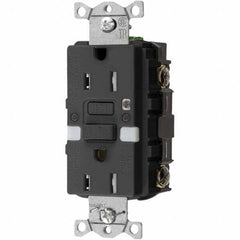 Hubbell Wiring Device-Kellems - GFCI Receptacles Grade: Commercial Color: Black - Americas Industrial Supply