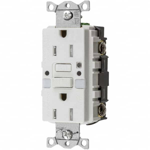 Hubbell Wiring Device-Kellems - GFCI Receptacles Grade: Commercial Color: White - Americas Industrial Supply