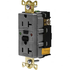 GFCI Receptacles; Grade: Industrial; Color: Gray; NEMA Configuration: 5-20R; Amperage: 20; Reset Type: Manual; Voltage: 125 VAC; Wiring Method: Side; Back; Flange Style: No Flange; Resistance Features: Weather Resistant; Tamper Resistant; Number of Phases