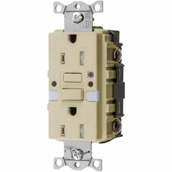 Hubbell Wiring Device-Kellems - GFCI Receptacles Grade: Commercial Color: Ivory - Americas Industrial Supply