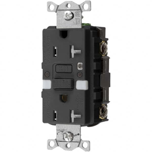 Hubbell Wiring Device-Kellems - GFCI Receptacles Grade: Commercial Color: Black - Americas Industrial Supply