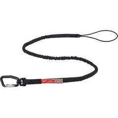 Milwaukee Tool - Tool Holding Accessories; Type: Tool Lanyard ; Connection Type: Carabiner ; Length: 54.00 ; Length (Decimal Inch): 54.00 ; Additional Info: 15lb 54" Extended Reach Locking Tool Lanyard ; Color: Black - Exact Industrial Supply
