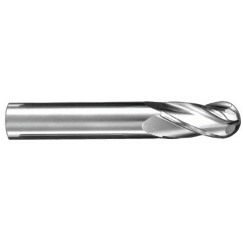 ‎11/16″ Dia. × 3/4″ Shank × 1-3/8″ DOC × 4″ OAL, Carbide TiCN, Spiral , 4 Flute, 30° Helix, Ballnose End Mill - Exact Industrial Supply