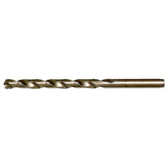 9.00mm RHS / RHC HSS-CO 8% (M42) 135 Degree Split Point Cobalt Heavy Duty Jobber Length Drill - Straw / Gold Oxide - Exact Industrial Supply