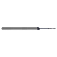 ‎0.0157″ Dia. × 1/8″ Shank × 0.27″ Flute Length × 1-1/2″ OAL, 130°, AlTiN, 2xD Flute, Round Solid Carbide Drill - Exact Industrial Supply