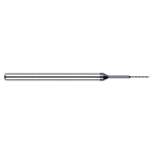 ‎0.02″ Dia. × 1/8″ Shank × 0.275″ Flute Length × 1-1/2″ OAL, 130°, AlTiN, 2xD Flute, Round Solid Carbide Drill - Exact Industrial Supply
