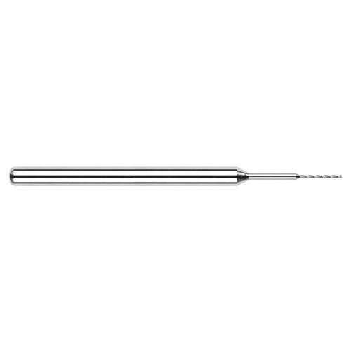 ‎0.002″ Dia. × 1/8″ Shank × 0.028″ Flute Length × 1-1/2″ OAL, 130°, Uncoated, 2xD Flute, Round Solid Carbide Drill - Exact Industrial Supply