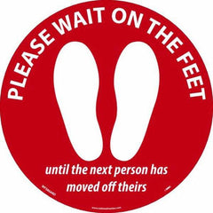 NMC - "Please Wait on the Feet Until the Next Person Has Moved Off Theirs" Adhesive-Backed Floor Sign - Americas Industrial Supply