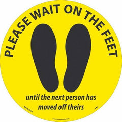 NMC - "Please Wait on the Feet Until the Next Person Has Moved Off Theirs" Adhesive-Backed Floor Sign - Americas Industrial Supply