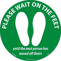 NMC - "Please Wait on the Feet Until the Next Person Has Moved Off Theirs" Adhesive-Backed Floor Sign - Americas Industrial Supply