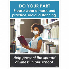 NMC - "Please Wear a Mask and Practice Social Distancing", 24" High x 18" Wide, Paper Safety Sign - Americas Industrial Supply