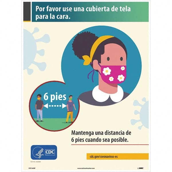 NMC - "Mantenga Una Distancia De 6 Pies Cuando Sea Posible", 24" High x 18" Wide, Paper Safety Sign - Americas Industrial Supply