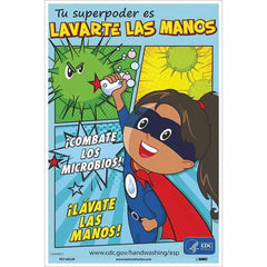 NMC - "Combate Los Microbios! L\xE1vate Las Manos!", 18" High x 12" Wide, Vinyl Safety Sign - Americas Industrial Supply