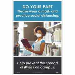 NMC - "Please Wear a Mask and Practice Social Distancing", 18" High x 12" Wide, Vinyl Safety Sign - Americas Industrial Supply