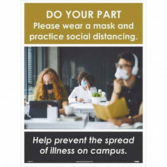 NMC - "Please Wear a Mask and Practice Social Distancing", 24" High x 18" Wide, Paper Safety Sign - Americas Industrial Supply