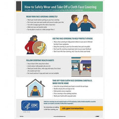 Sign: Rectangle, ″How to Safely Wear and Take Off a Cloth Face Covering″ Paper, Wall Mount, 24″ High