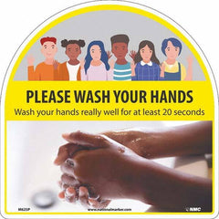 NMC - "Please Wash Your Hands", 12" High x 12" Wide, Pressure-Sensitive Vinyl Safety Sign - Americas Industrial Supply