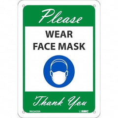 NMC - "Please Wear Face Mask Thank You", 10" High x 7" Wide, Aluminum Safety Sign - Americas Industrial Supply